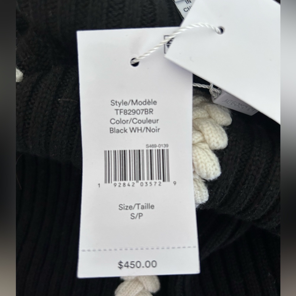 Derek Lam 10 Crosby Braided Sleeveless Turtleneck Sweater Black Cream Small NWT - Picture 12 of 13